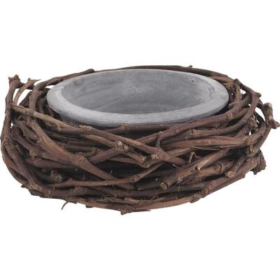 Basket in wood and terracotta-CCO6950