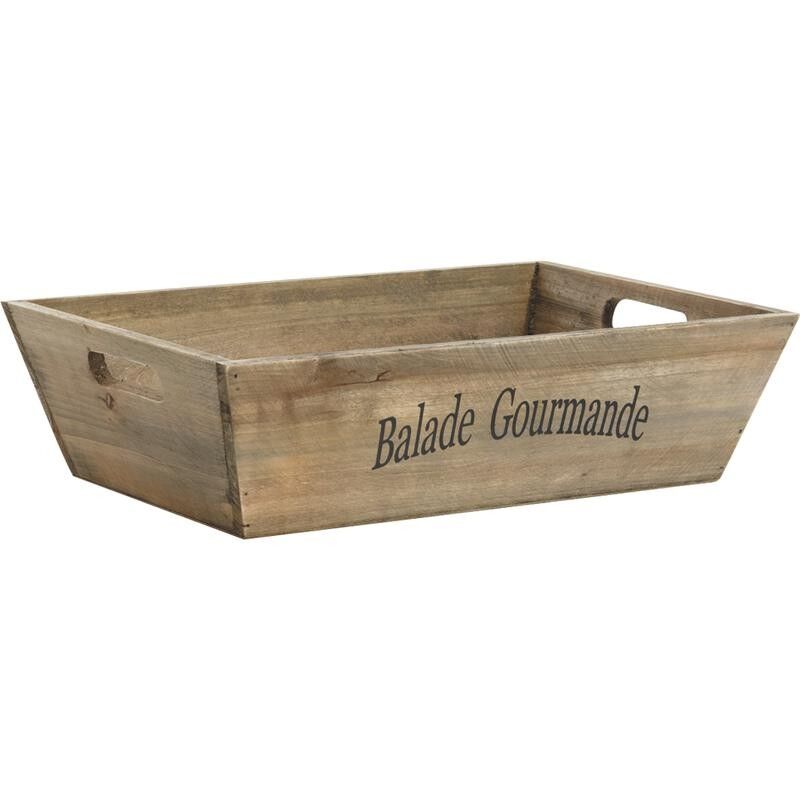 Stained wooden basket + text-CCO7210