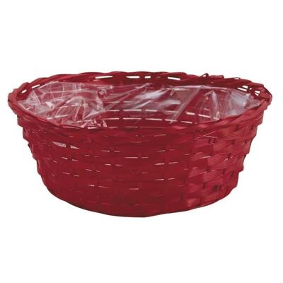 Red bamboo round basket-CCO8030P