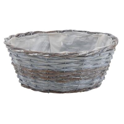 Round basket in raw and split wicker stained-CCO8093P