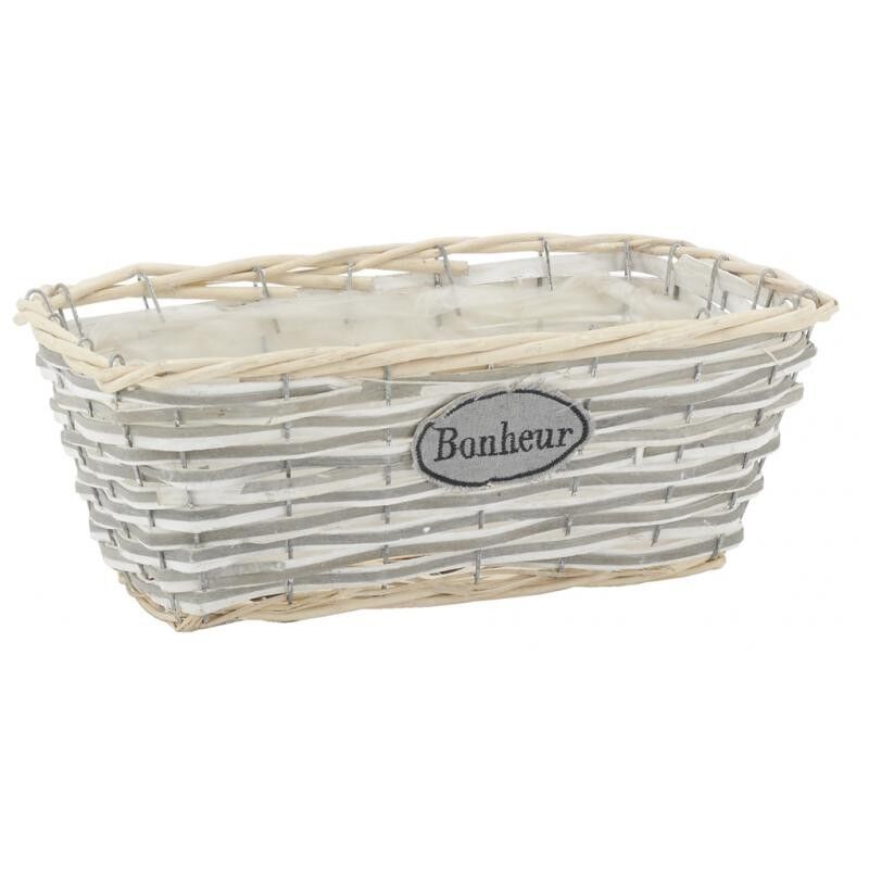 Cesto in vimini grigio e legno tinto - Bonheur-CCO8143P