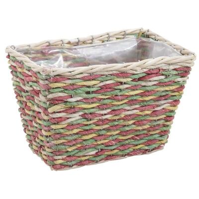 Tall basket in tinted corn and metal-CCO8480P