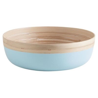 Round basket in sky blue lacquered bamboo-CCO8850