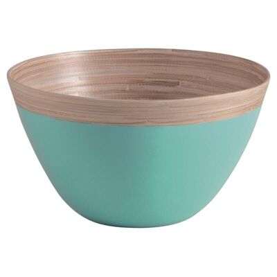 Round turquoise lacquered bamboo basket-CCO8870