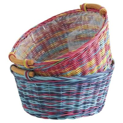 Multicolor round basket in tinted rattan-CCO8900P