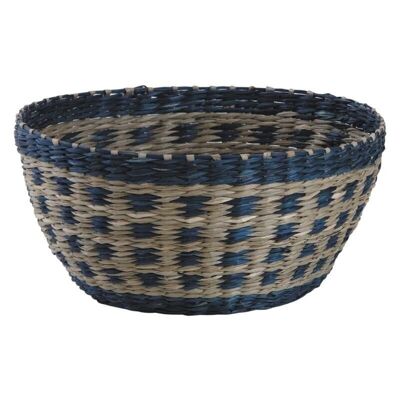 Round baskets in natural and blue tinted rush-CCO895S