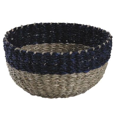 Natural and blue rush basket-CCO8970