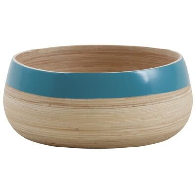Round baskets in natural bamboo and lacquered turquoise-CCO904S
