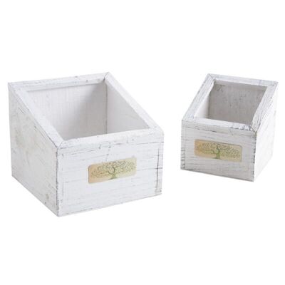 Square baskets in white stained wood-CCO917SP