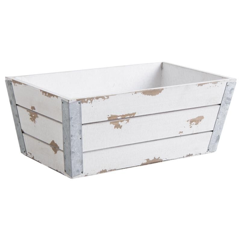 Pattumiera in legno invecchiato e metallo-CCO9192P