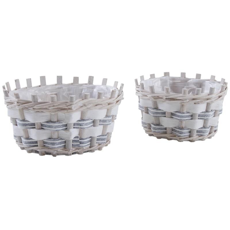 Cestas ovaladas en mimbre y madera-CCO922SP