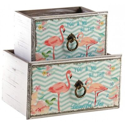 Pink flamingo drawer baskets-CCO953SP