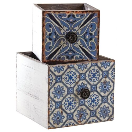 Corbeilles tiroirs motif mosaïque-CCO955SP