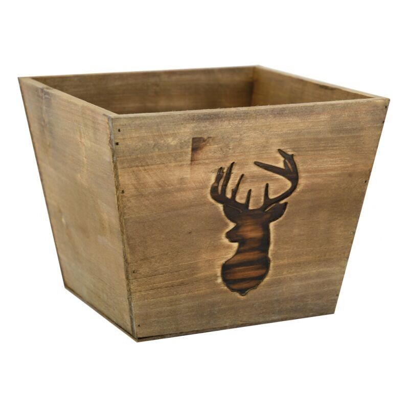 Square stained wooden basket Cerf-CCO9910