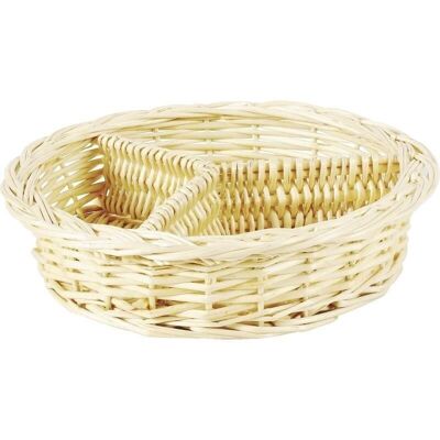 Basket with compartments in white wicker-CCP1060