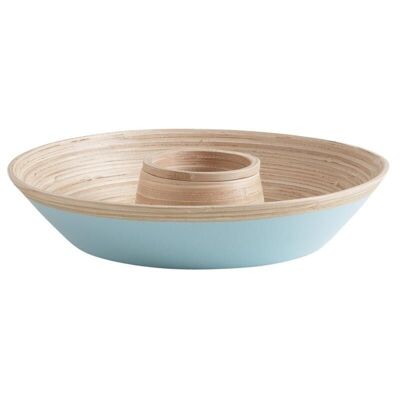 Aperitif tray in sky blue lacquered bamboo-CCP1300