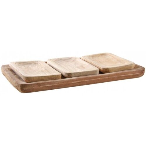 Plateau rectangulaire et corbeilles assorties en bois-CCP131S