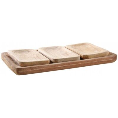 Bandeja rectangular y cestas de madera a juego-CCP131S