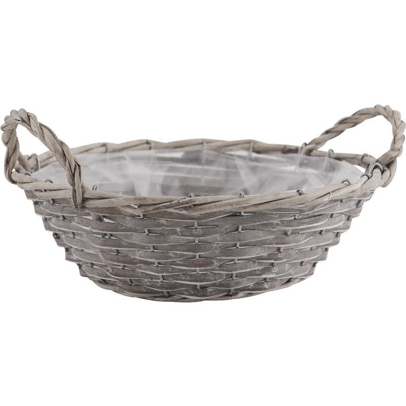 Wicker and wood basket-CDA4662P
