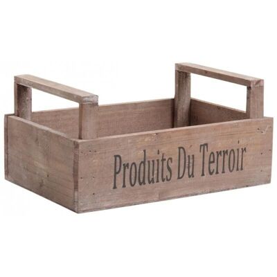 Stained wooden basket + text-CDA4860