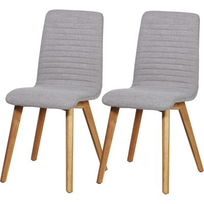 Lot de 2 - Chaise 62110GR Gris - assise Tissu pieds Bois