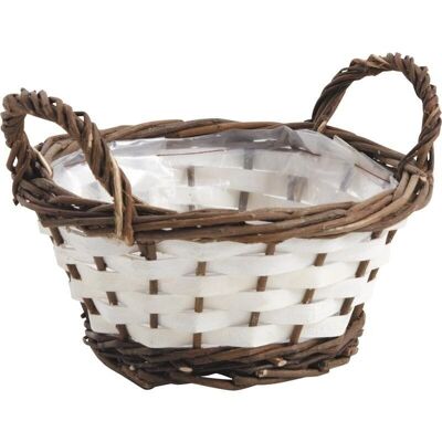 Wicker and wood basket-CDA5030P