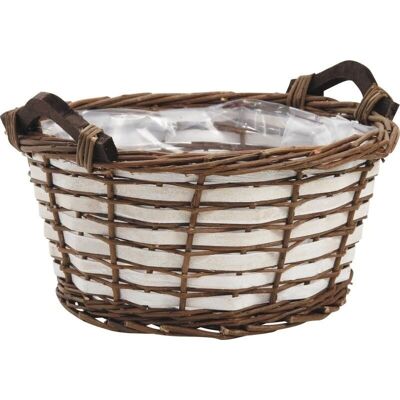 Wicker and wood basket-CDA5040P