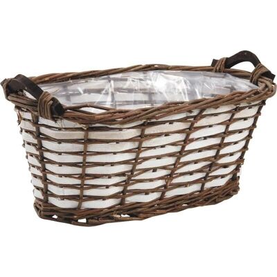 Wicker and wood basket-CDA5050P