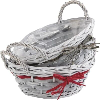 Basket in split wicker and gray wood-CDA5260P