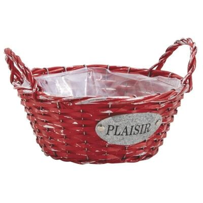 Basket in splint tinted red and silver-CDA5512P