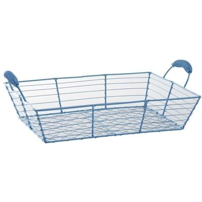 Rectangular basket in blue lacquered metal-CDA5650