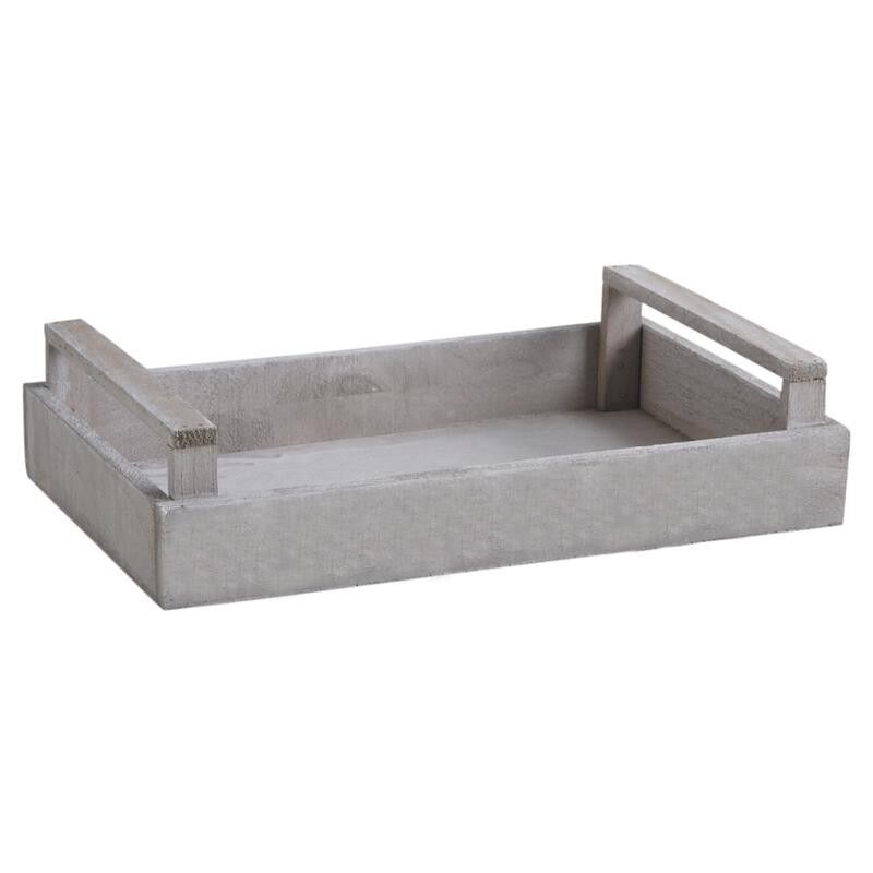 Rectangular basket in stained wood-CDA5780