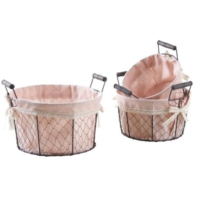 Round metal and cotton baskets-CDA580SC