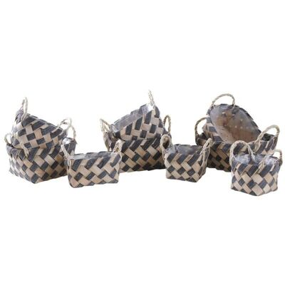 Bleached Corded Paper and Wood Baskets-CDA585SP
