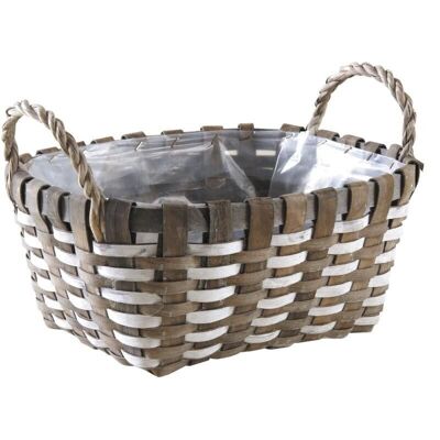 Bleached Corded Paper and Wood Basket-CDA5860P