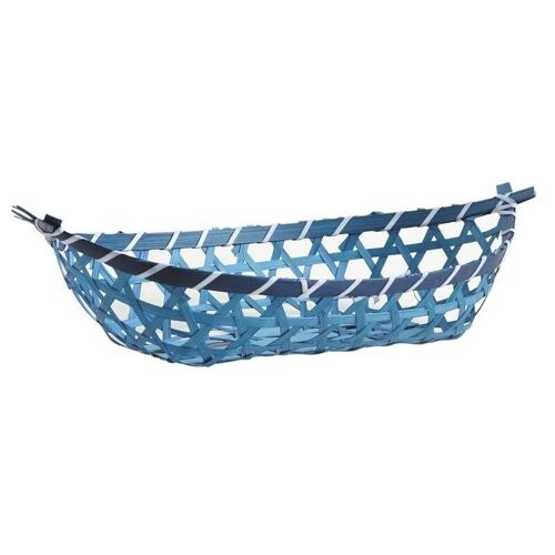 Corbeille bateau en bambou bleu-CFA2660