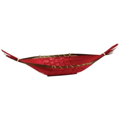 Corbeille bateau en bambou teinté rouge-CFA2770
