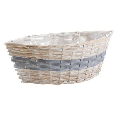 Bleached split wicker and wood boat basket-CFL1730P