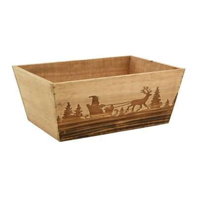 Rectangular manna in natural and burnt wood Christmas-CMA5190