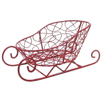 Sleigh basket in red lacquered metal-CNO2170