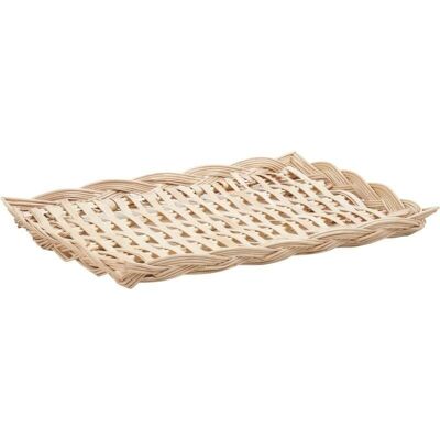Wicker and wood tray-CPL1730