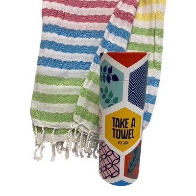 Nehmen Sie ein Handtuch Hamamam Fouta Handtuch Serie 24 x Regenbogen Streifen Raster TAT7