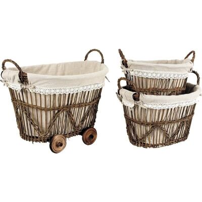 Trolley + 2 wicker storage baskets-CRA301SJ