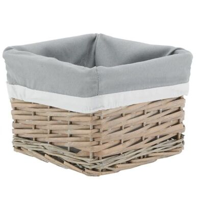 Gray wicker and cotton basket-CRA3980C