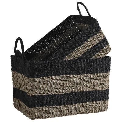 Tinted rush and rope storage baskets-CRA495S