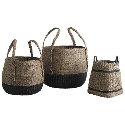 Tinted rush and rope storage baskets-CRA497S