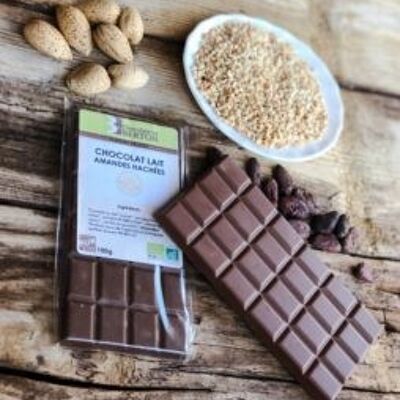 Tablette Chocolat Bio Lait Amandes Hachées