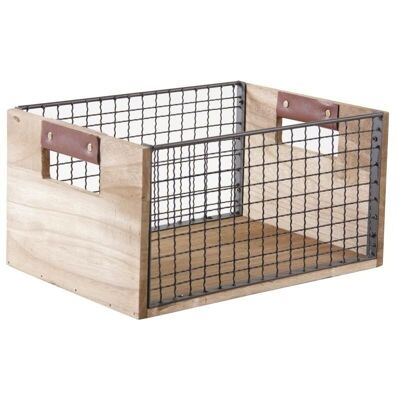 Storage basket in wood and metal-CRA5310