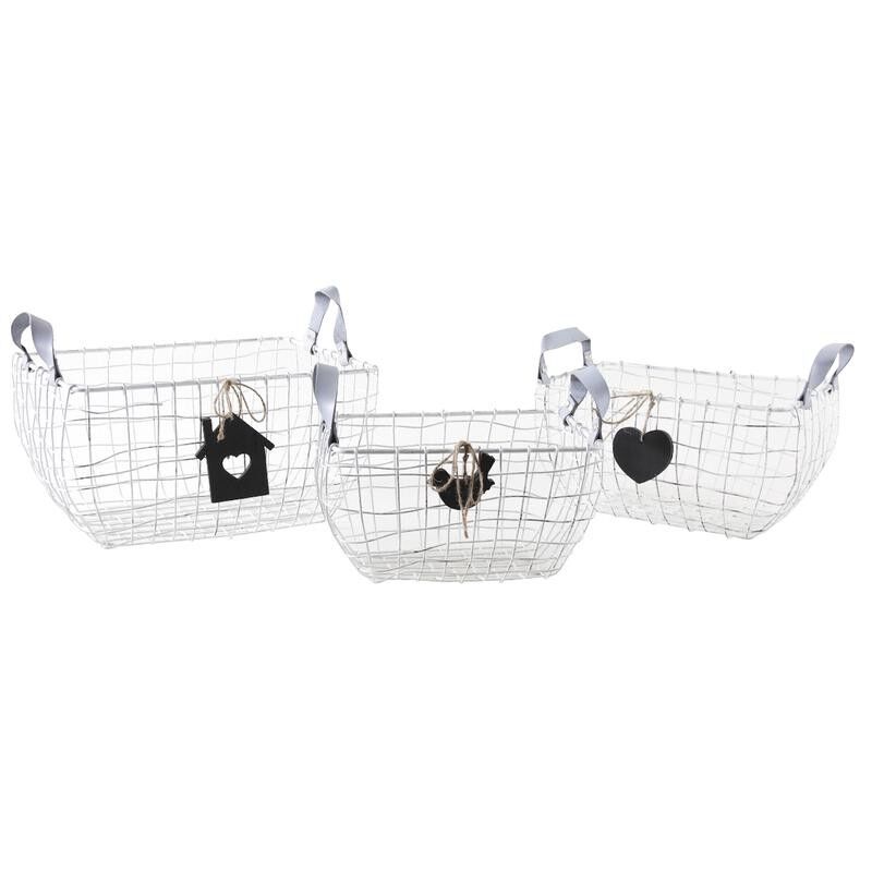 Contenitori portaoggetti in metallo bianco invecchiato-CRA534S