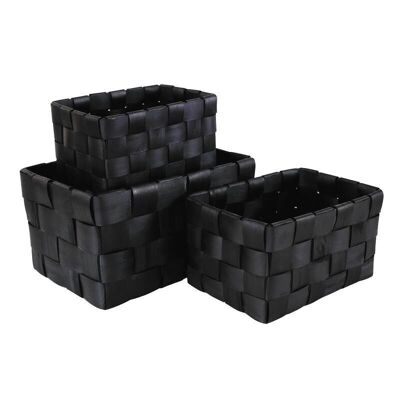 Cestas de almacenaje en madera lacada en negro-CRA542S